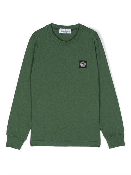  Stone Island Junior Logo-patch Crew Neck Sweatshirt - Green 