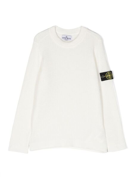  Stone Island Junior Logo-patch Crew Neck Sweatshirt - White 
