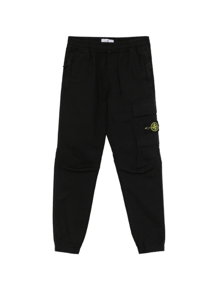  Stone Island Junior Logo-patch Tapered Trousers - Black 