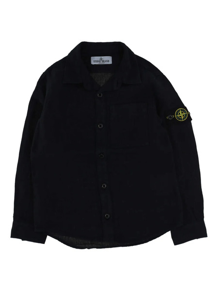  Stone Island Junior Patch-pocket Linen Shirt - Blue 