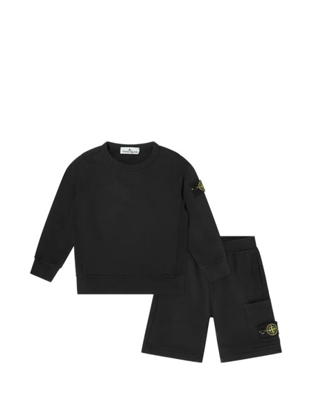  Stone Island Junior Patch Pocket Shorts Set - Black 