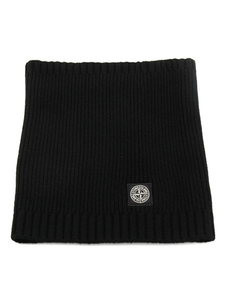  Stone Island Junior Ribbed Logo-patch Scarf - Black 