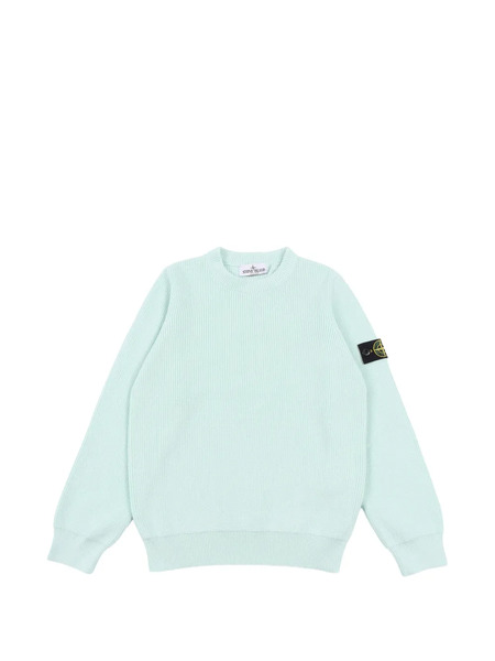  Stone Island Junior Ribbed Logo Patch Sweater - Blue 