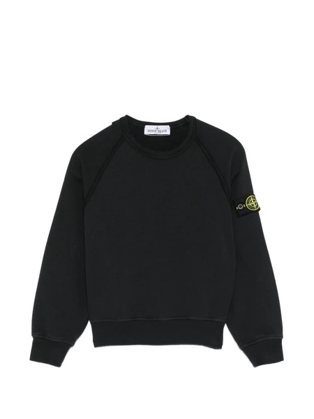  Stone Island Junior Round-neck Logo-patch Sweatshirt - Black 