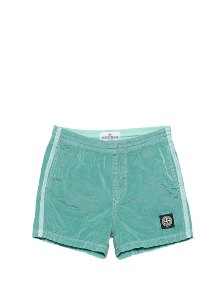  Stone Island Junior Side-stripe Logo Patch Swimwear - Green 