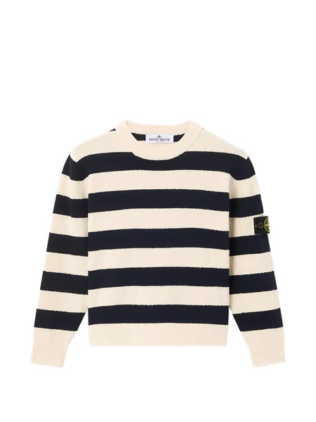  Stone Island Junior Striped Patch Jumper - White 