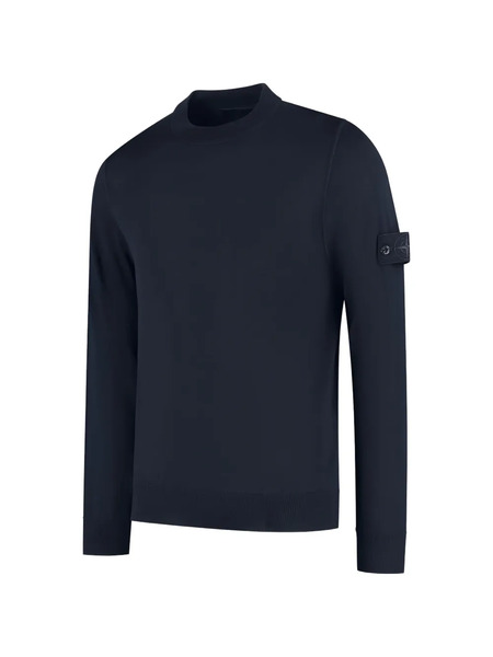  Stone Island Logo-patch Crew-neck Sweater - Blue 