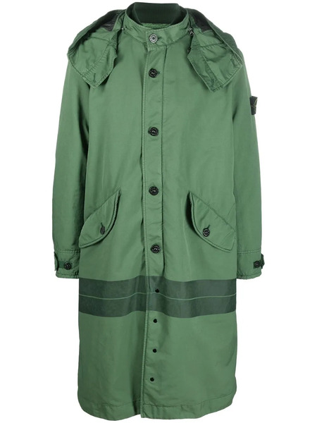  Stone Island Logo Print Raincoat - Green 