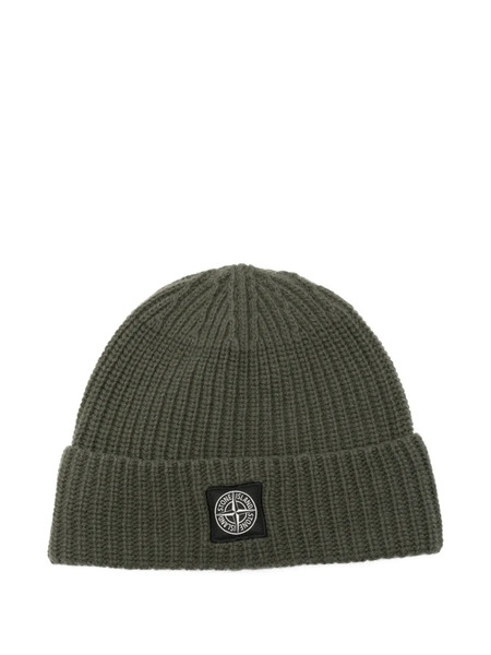  Stone Island Ribbed-knit Logo-patch Beanie - Green 