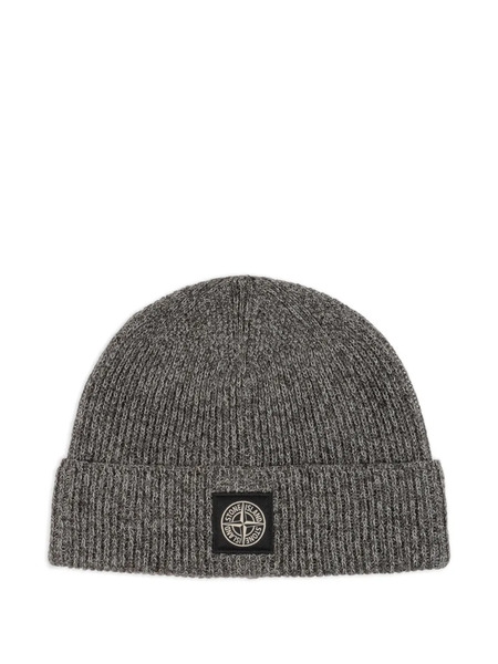  Stone Island Ribbed Logo-patch Beanie - Grey 