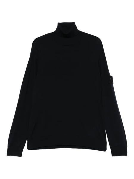  Stone Island Roll-neck Logo-patch Sweater - Black 