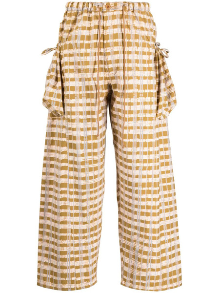  Story Mfg. Check-print Wide-leg Trousers - Brown 