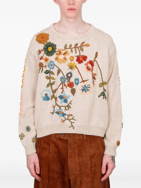  Story Mfg. Piper Floral Embroidered Sweater - Neutrals 