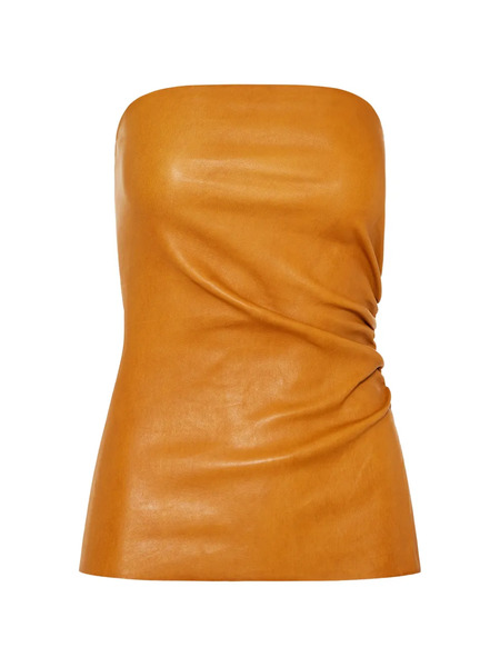  Stouls Gathered Leather Top - Orange 