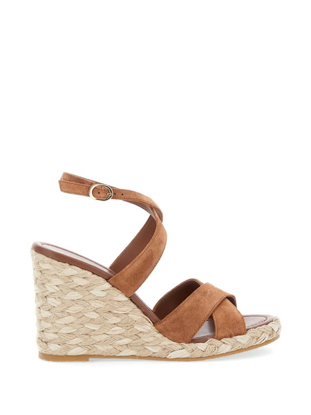  Stuart Weitzman Alyssa Crossover Straps Wedge Sandals - Brown 