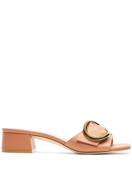  Stuart Weitzman Benni Leather Mules - Brown 