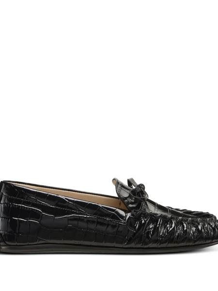  Stuart Weitzman Britt Bow Gathered Loafers - Black 