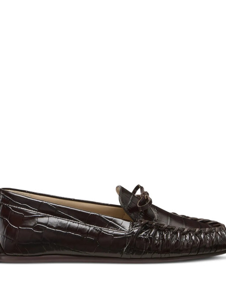  Stuart Weitzman Britt Bow Gathered Loafers - Brown 