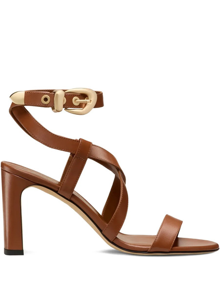  Stuart Weitzman Buckle-embellished Crossover Sandals - Brown 