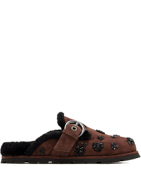  Stuart Weitzman Chrystie Buckle-embellished Mules - Brown 