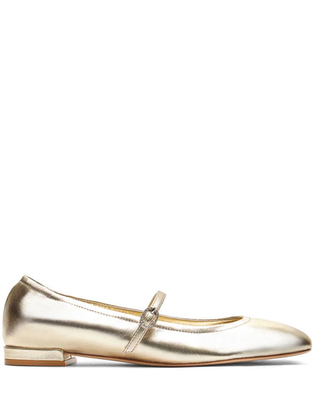  Stuart Weitzman Claris Crystal-embellished Leather Ballerina Shoes - Gold 