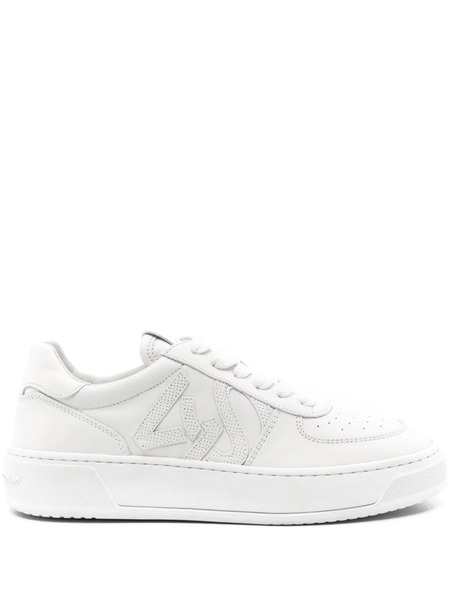 Stuart Weitzman Courtside Monogram Leather Sneakers - White 