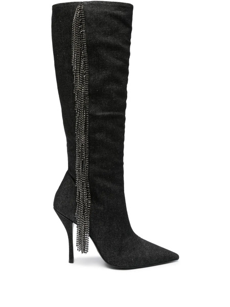  Stuart Weitzman Crystal Fringe Knee-high Boots - Black 