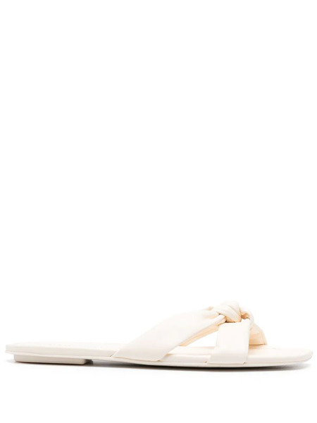  Stuart Weitzman Flat-sole Leather Mules - White 