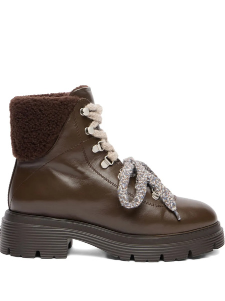  Stuart Weitzman Hudson Lite Lace-up Shearling Boots - Brown 