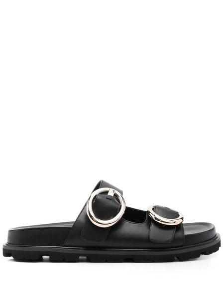  Stuart Weitzman Leather Sandals - Black 