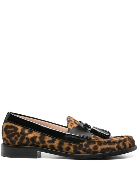 Stuart Weitzman Leopard-print Tassel Loafers - Brown 