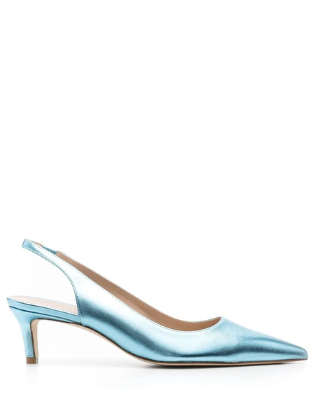  Stuart Weitzman Metallic-effect Pointed Pums - Blue 