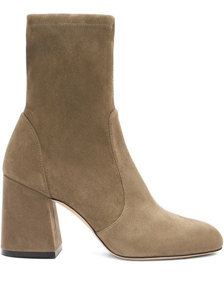  Stuart Weitzman 85mm Essencialist Stretch Suede Ankle Boots - Neutrals 