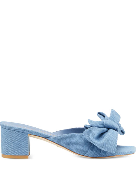  Stuart Weitzman 50mm Loveknot Mules - Blue 