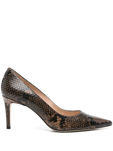  Stuart Weitzman 80mm Snakeskin-pattern Stiletto Heeled Pumps - Brown 