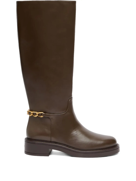  Stuart Weitzman 20mm Soluxe Celia Chain Boots - Brown 
