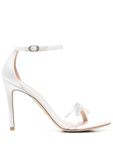  Stuart Weitzman Nudist Crystal-bow Sandals - White 