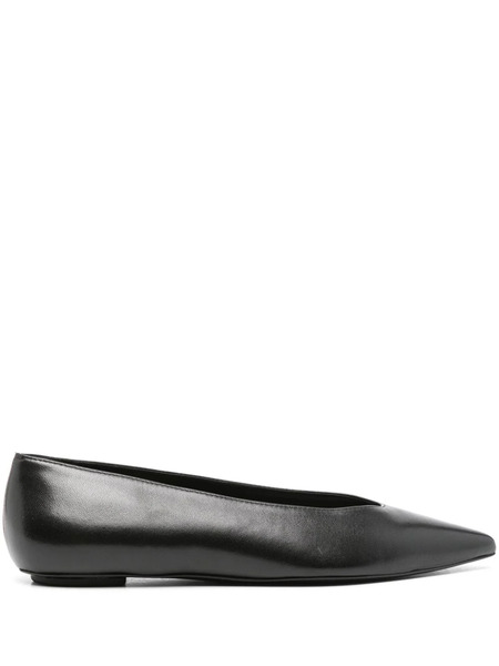 Stuart Weitzman Pointed-toe Leather Ballerinas - Black 