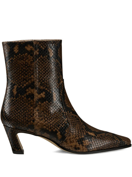  Stuart Weitzman Snakeskin Heeled Boots - Brown 