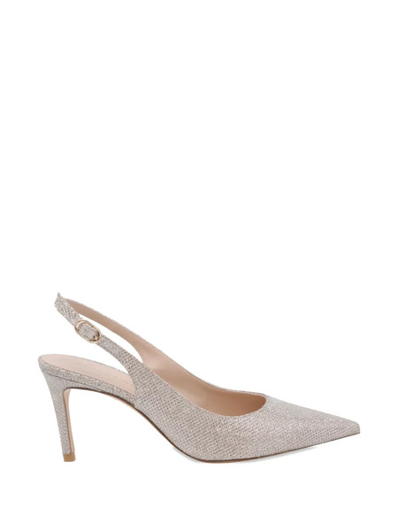  Stuart Weitzman Stuart Power Slingback Pointed Toe Pumps - Silver 