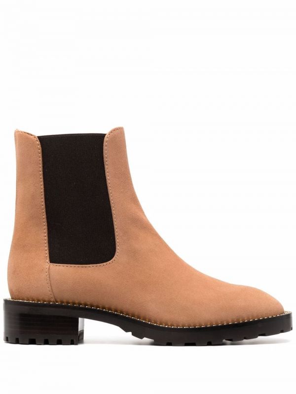  Stuart Weitzman Suede Chain-link Chelsea Boots - Neutrals 