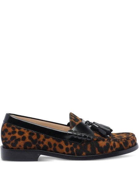  Stuart Weitzman Tassel-embellished Leopard-print Loafers - Brown 
