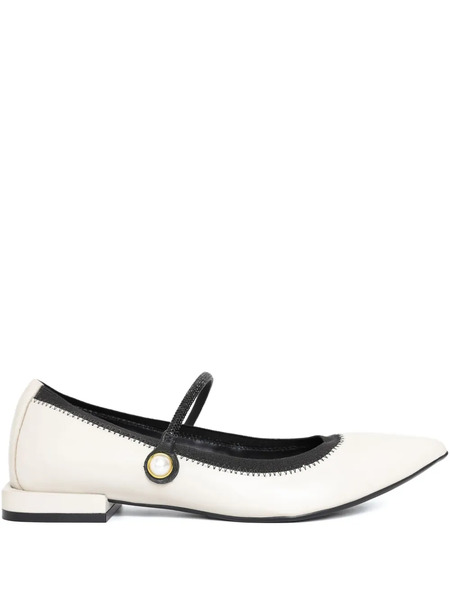  Studio Chofakian Leather Ballerina Shoes - White 