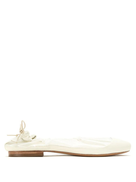  Studio Chofakian Leather Elasticated Ballerinas - White 