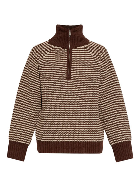  Studio Nicholson Bristol Striped Zip-neck Sweater - Brown 