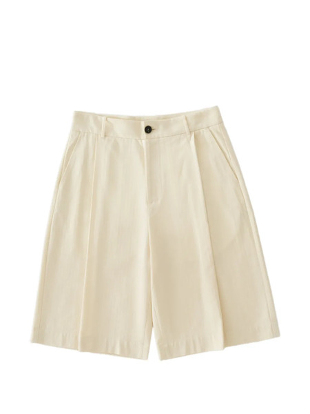  Studio Nicholson Fowld Pleat Herringbone Shorts - Neutrals 