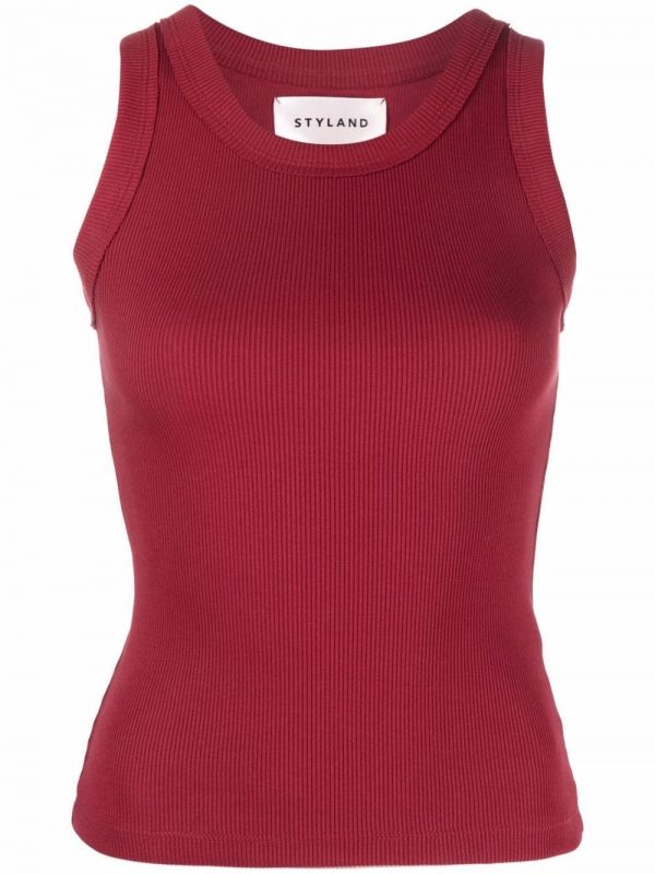  Styland Fine-ribbed Tank Top - Red 