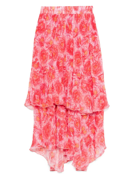  Styland Floral-print Ruffled Skirt - Pink 