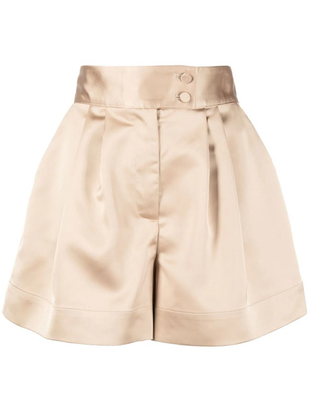  Styland High-waisted Satin-finish Shorts - Gold 