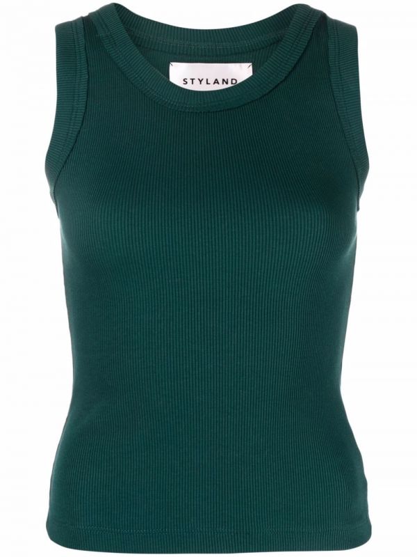  Styland Ribbed-knit Vest Top - Green 